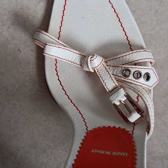 Prada Women's White Orange Stitch Sandals - Picture 5 of 7